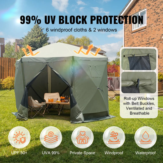 Pop Up Gazebo Tent, Removable Privacy Wind Cloths & Mesh Windows