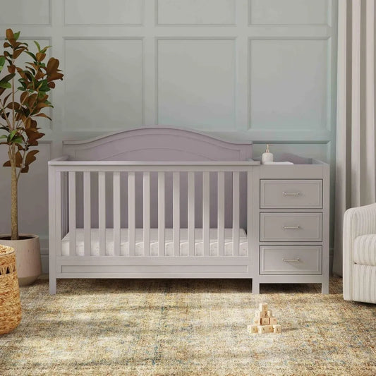 4-in-1 Convertible Baby Crib w/Changing Table