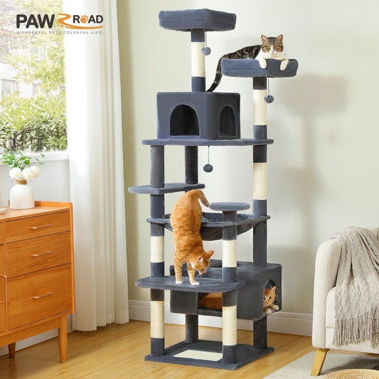 Large Cat Tower with Scratching Posts & Spacious Padded Perches