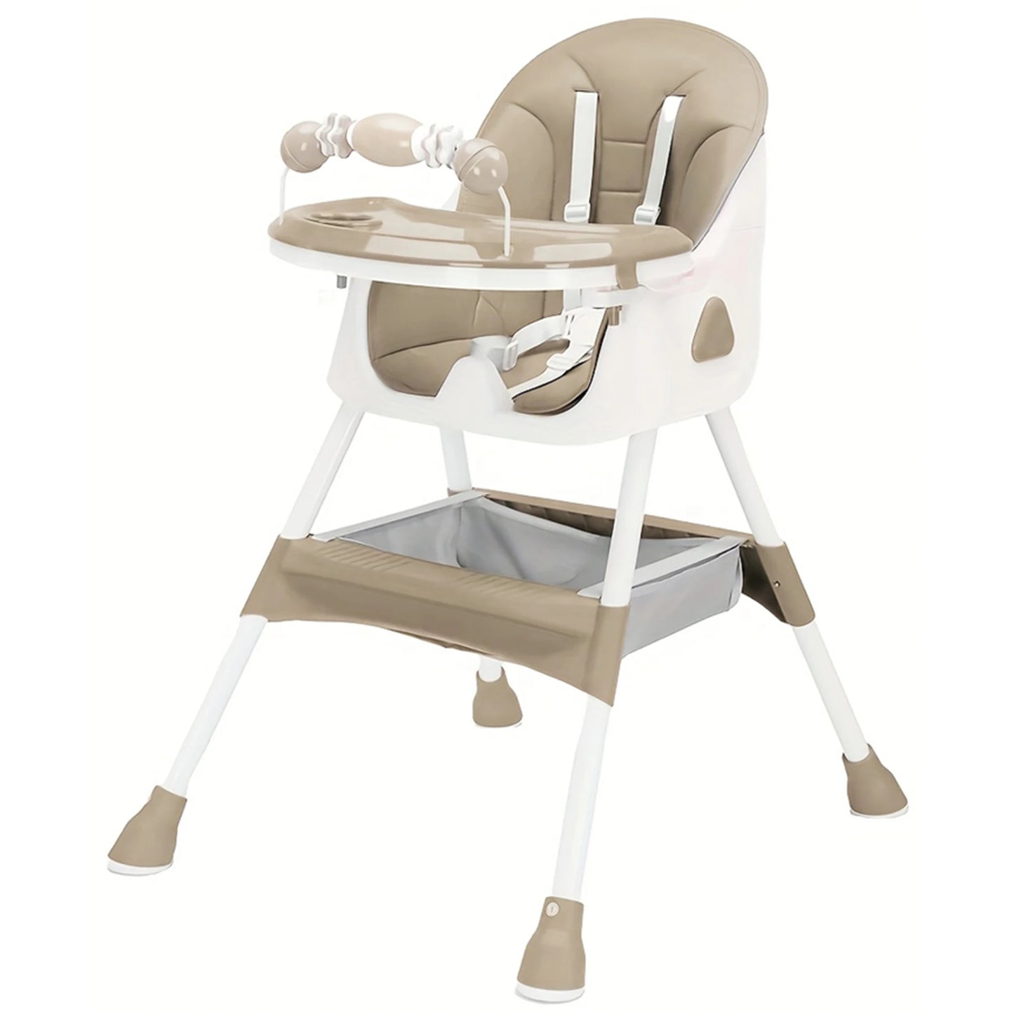 Foldable Baby Highchair, with Anti-slip Pad & Toy Rack