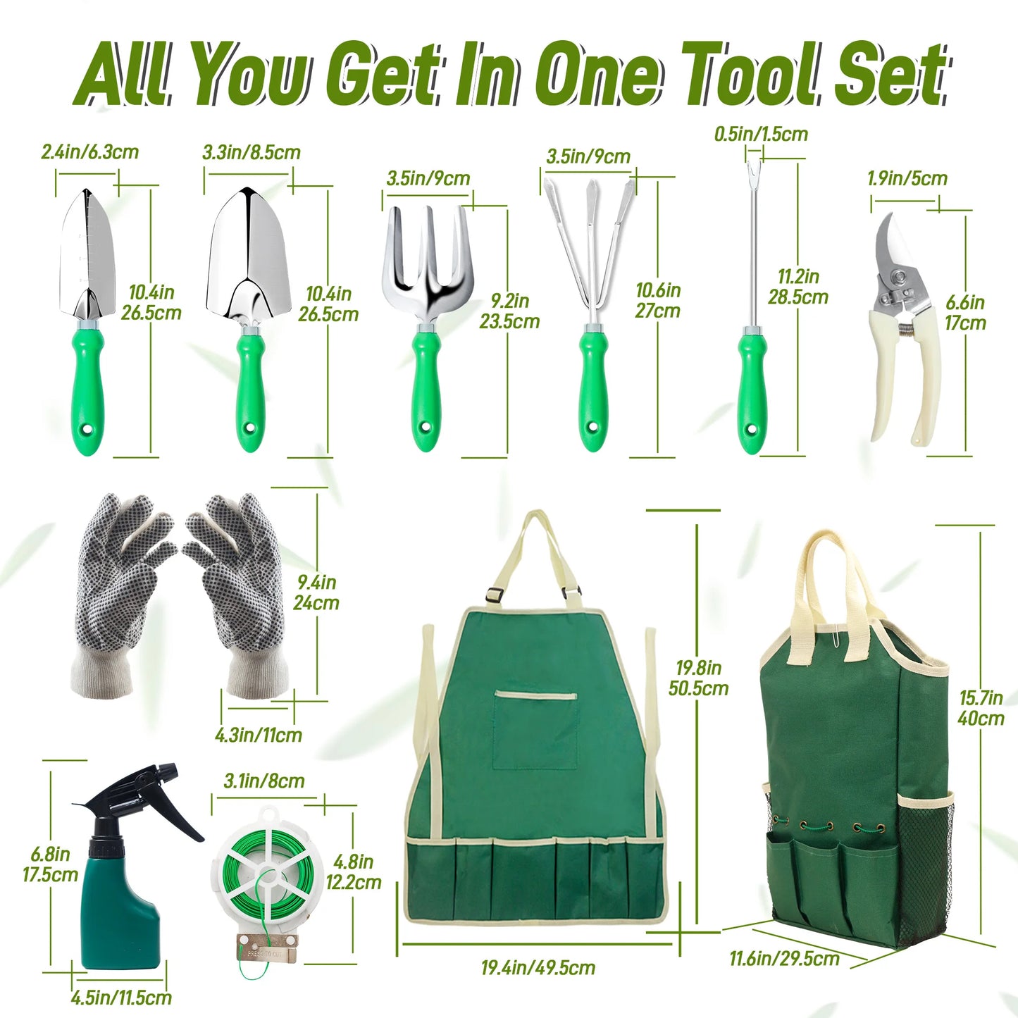 11pc Garden Tool Set With Organizer Handbag