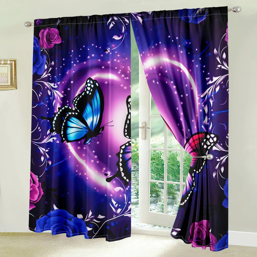 2Pcs Dreamy Butterfly Curtains