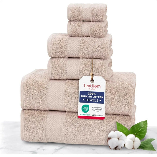 6-Piece Turkish Cotton Bath Towel Set