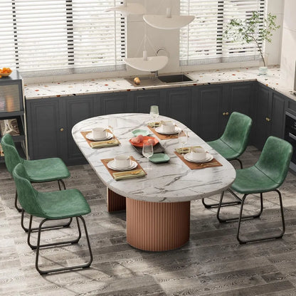 Set of 6 Leather Armless Chairs with Backrest,