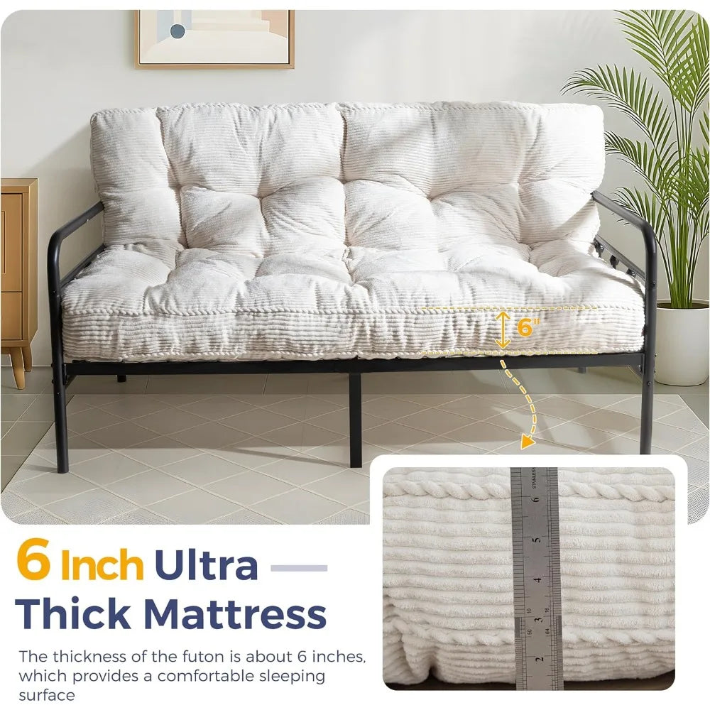 6" Futon Tufted Full Size with Twisted Rope Design