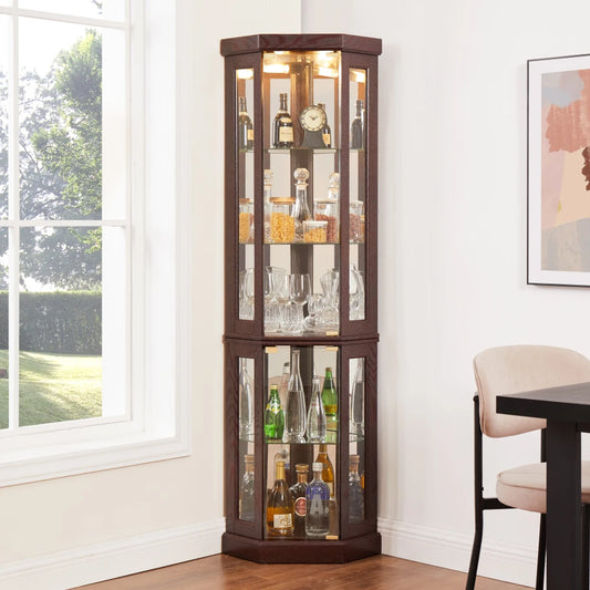 Lighted Corner Curio Cabinet & Display Case