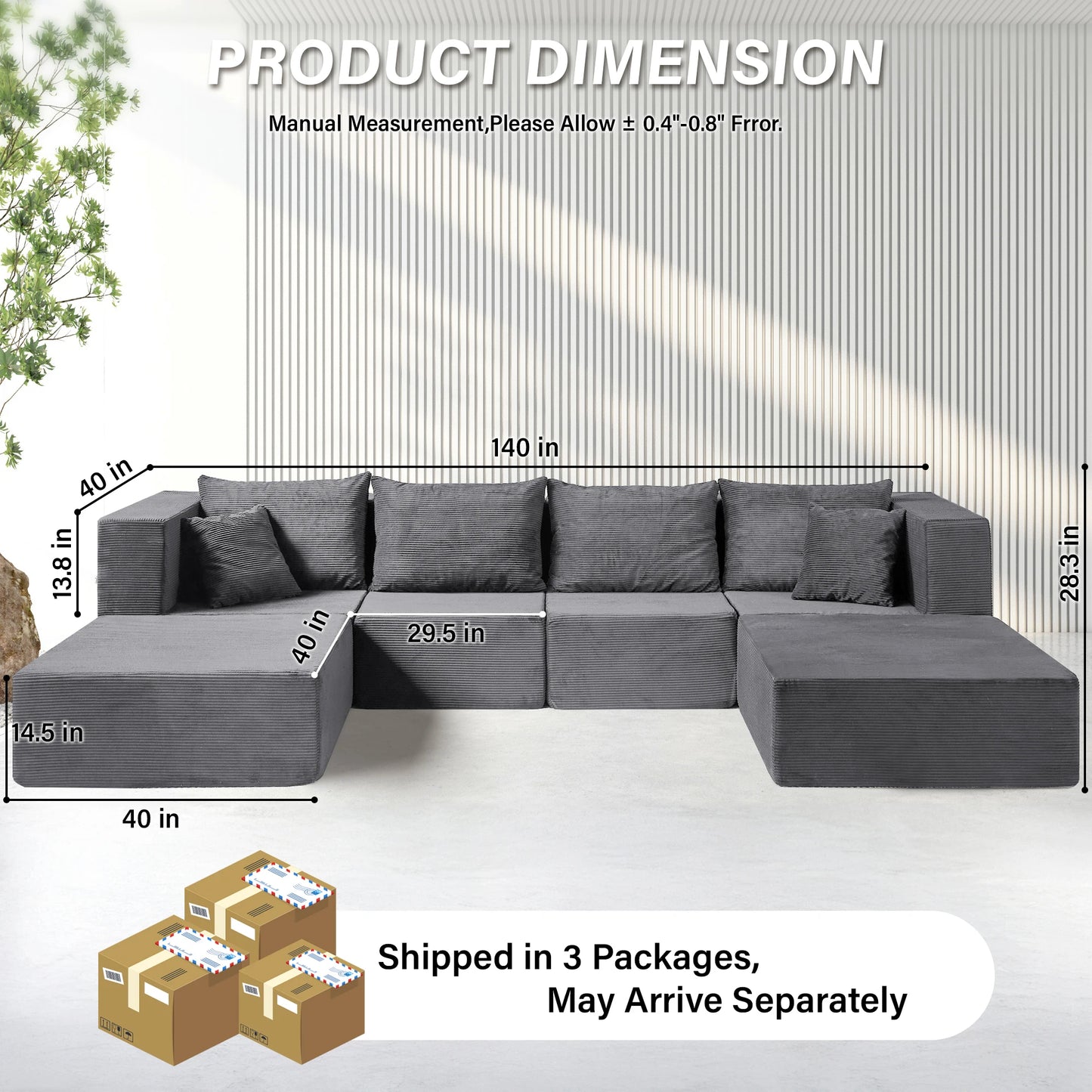 140" Modular Sectional Sofa