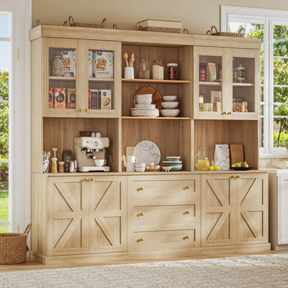 71" Tall Farmhouse Freestanding Storage Cabinet with Glass Doors