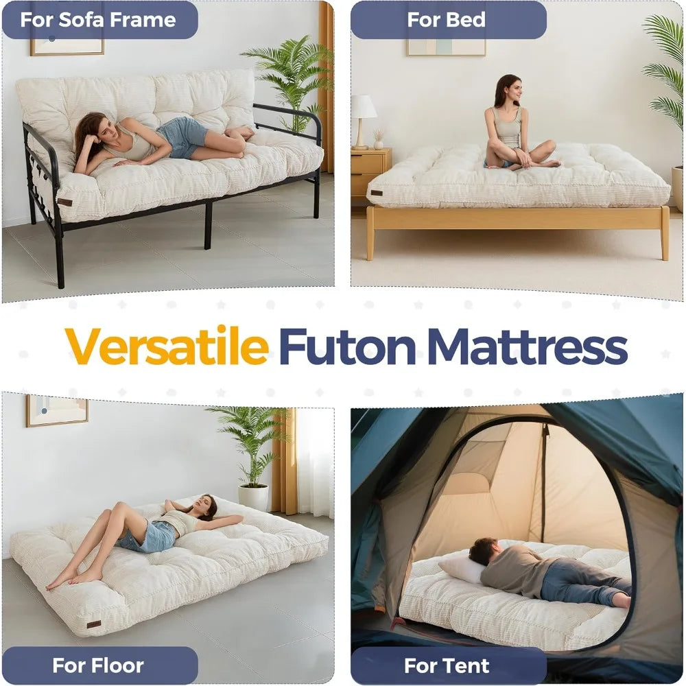 6" Futon Tufted Full Size with Twisted Rope Design