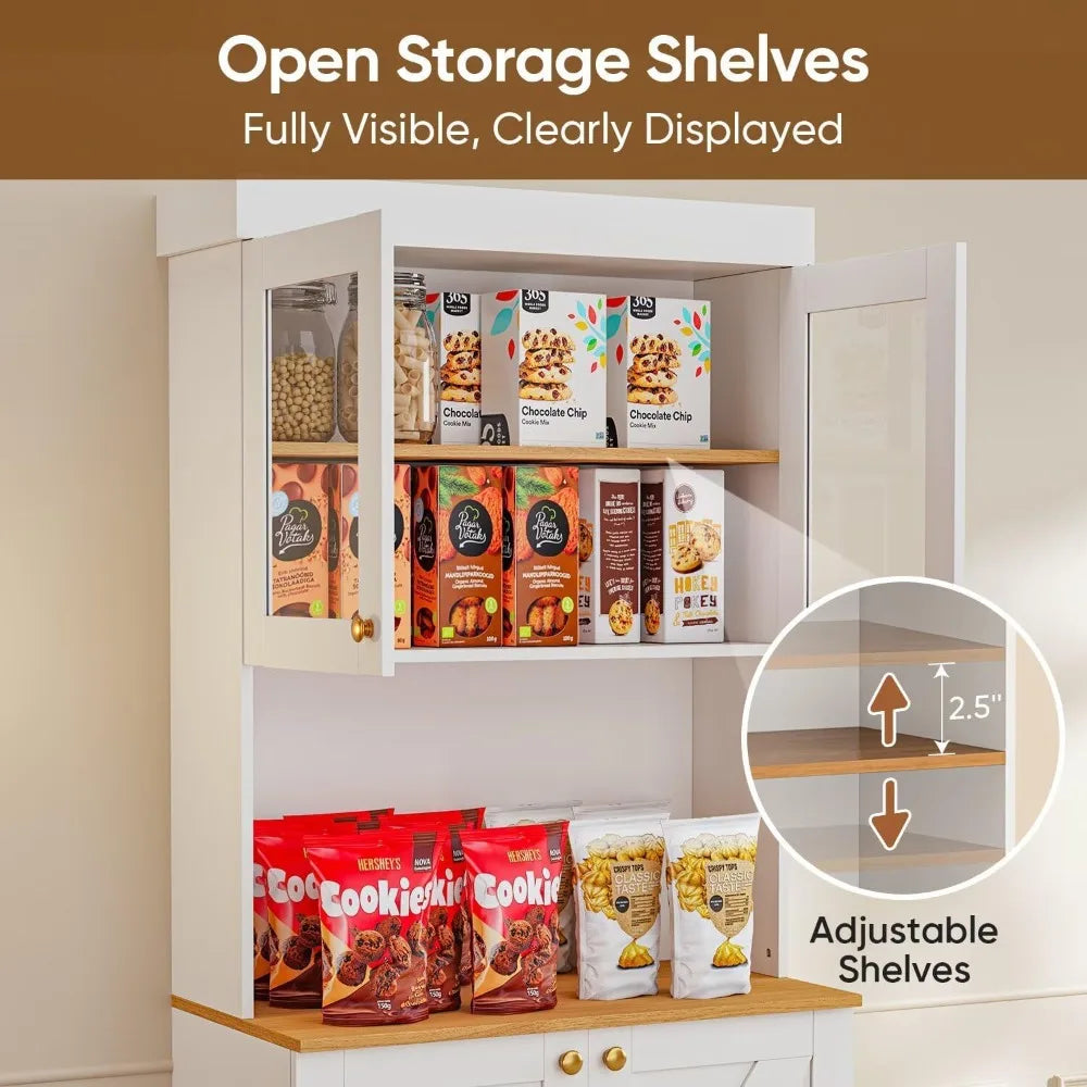 71" Tall Farmhouse Freestanding Storage Cabinet with Glass Doors