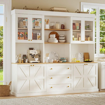 71" Tall Farmhouse Freestanding Storage Cabinet with Glass Doors