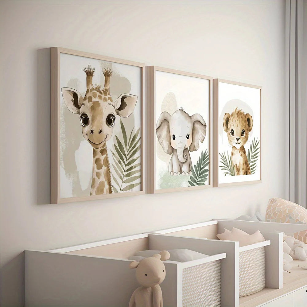 3-Piece Safari Jungle Animal Wall Art Set