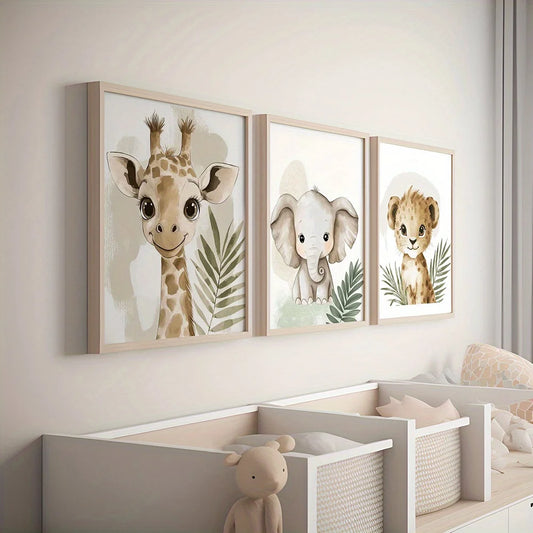 3-Piece Safari Jungle Animal Wall Art Set