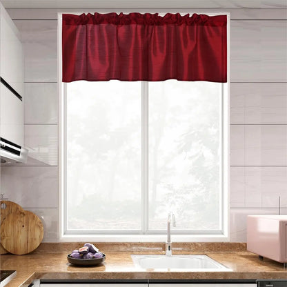 Faux Silk Sheer Curtains 2 Tiers 1 Valance