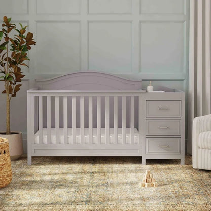 4-in-1 Convertible Baby Crib w/Changing Table