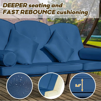 3 in 1 Outdoor Porch Swing with Adjustable Canopy