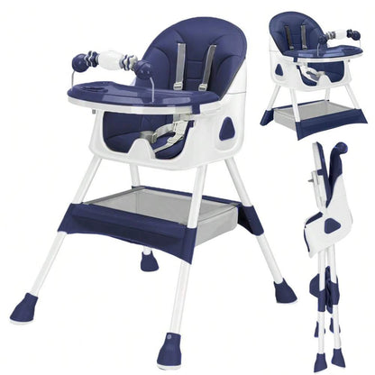 Foldable Baby Highchair, with Anti-slip Pad & Toy Rack