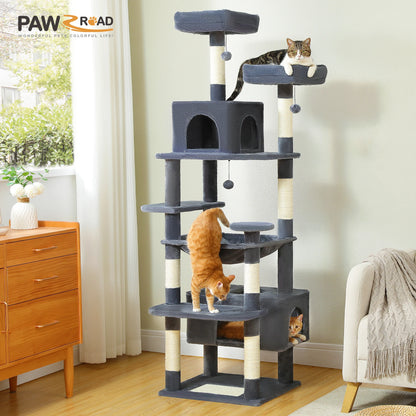 Large Cat Tower with Scratching Posts & Spacious Padded Perches