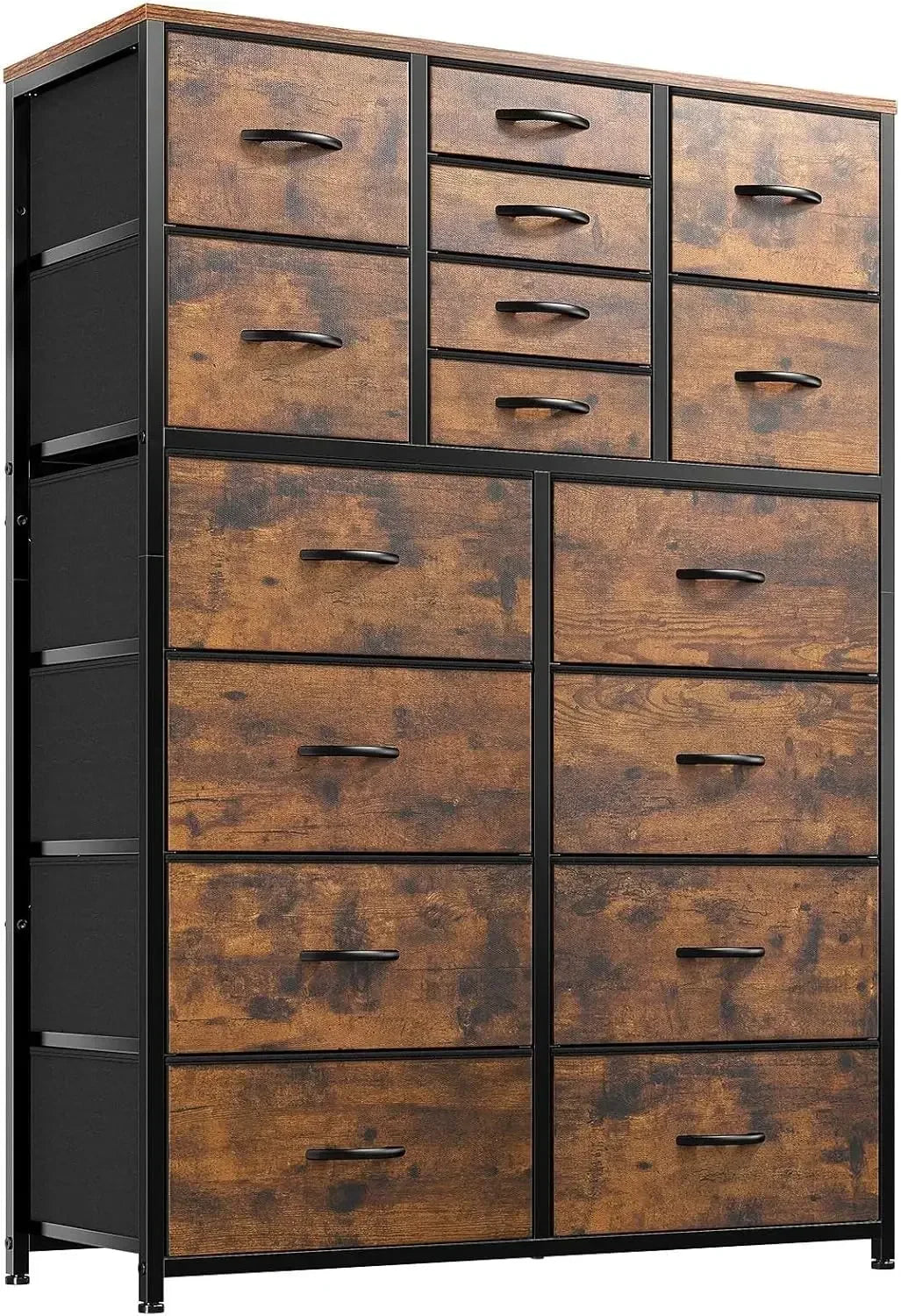 16 Drawer Dressers, Wood Top & Metal Frame