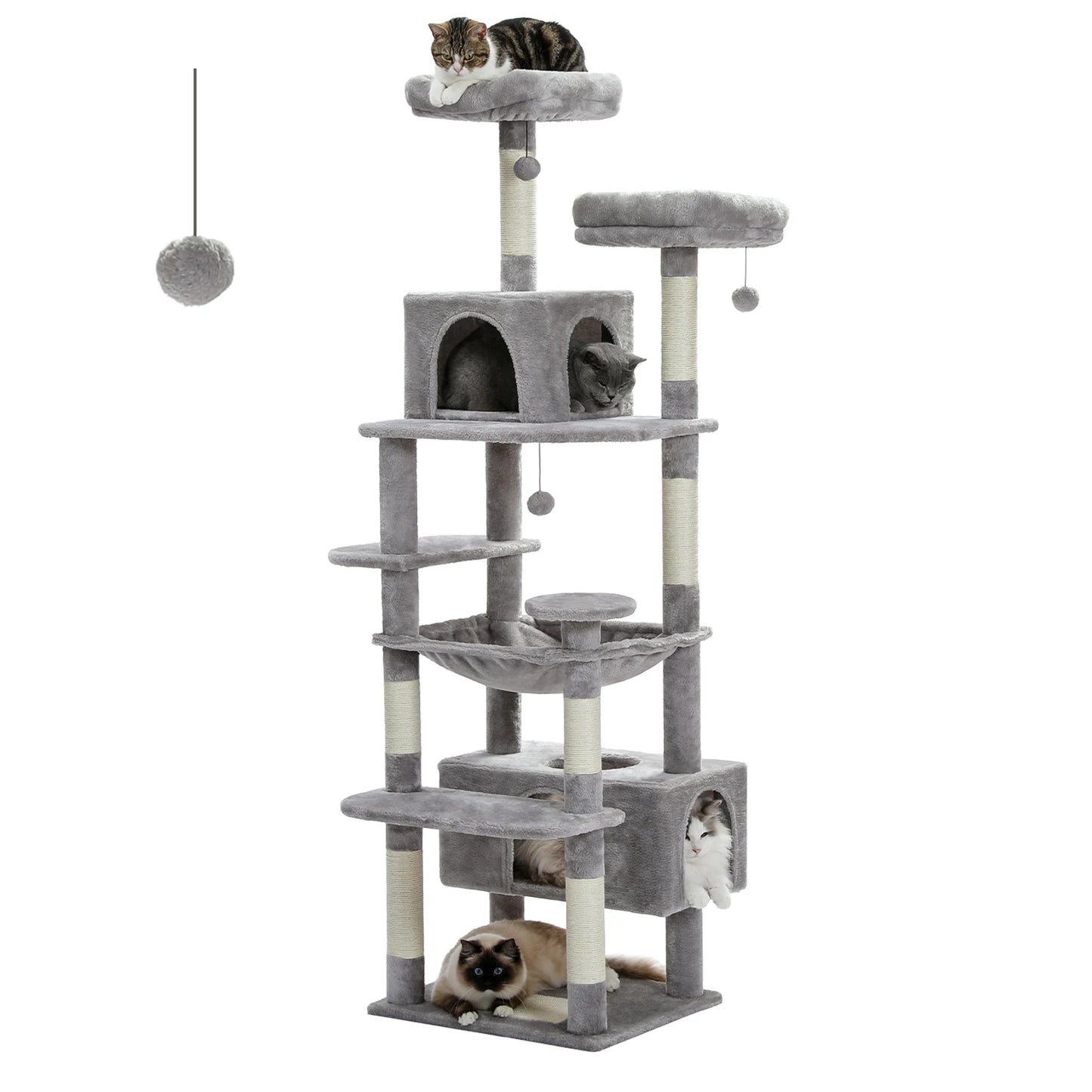 Large Cat Tower with Scratching Posts & Spacious Padded Perches