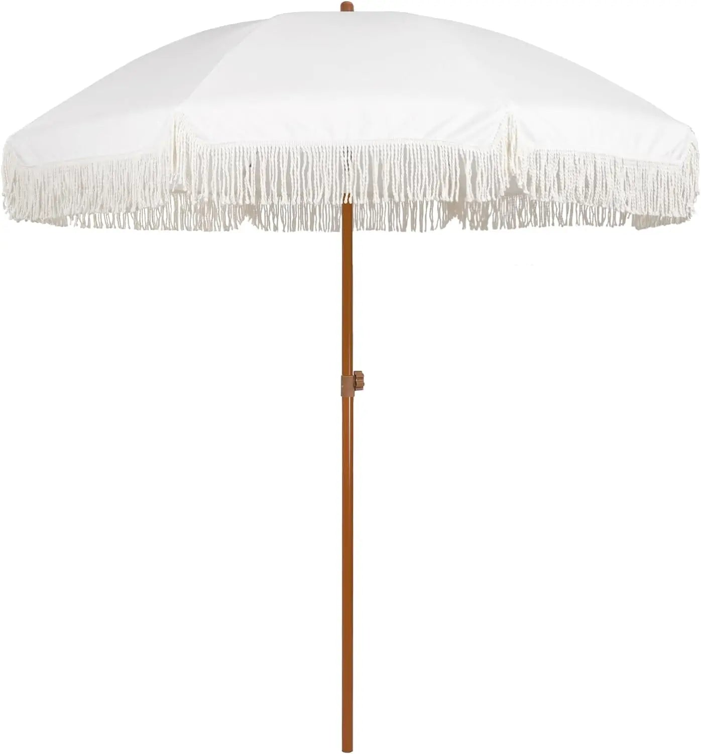 7ft Patio Fringe Tassel Umbrella, Push Button Tilt