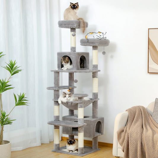 Large Cat Tower with Scratching Posts & Spacious Padded Perches