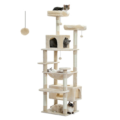 Large Cat Tower with Scratching Posts & Spacious Padded Perches