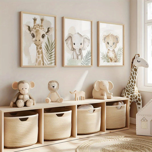 3-Piece Safari Jungle Animal Wall Art Set