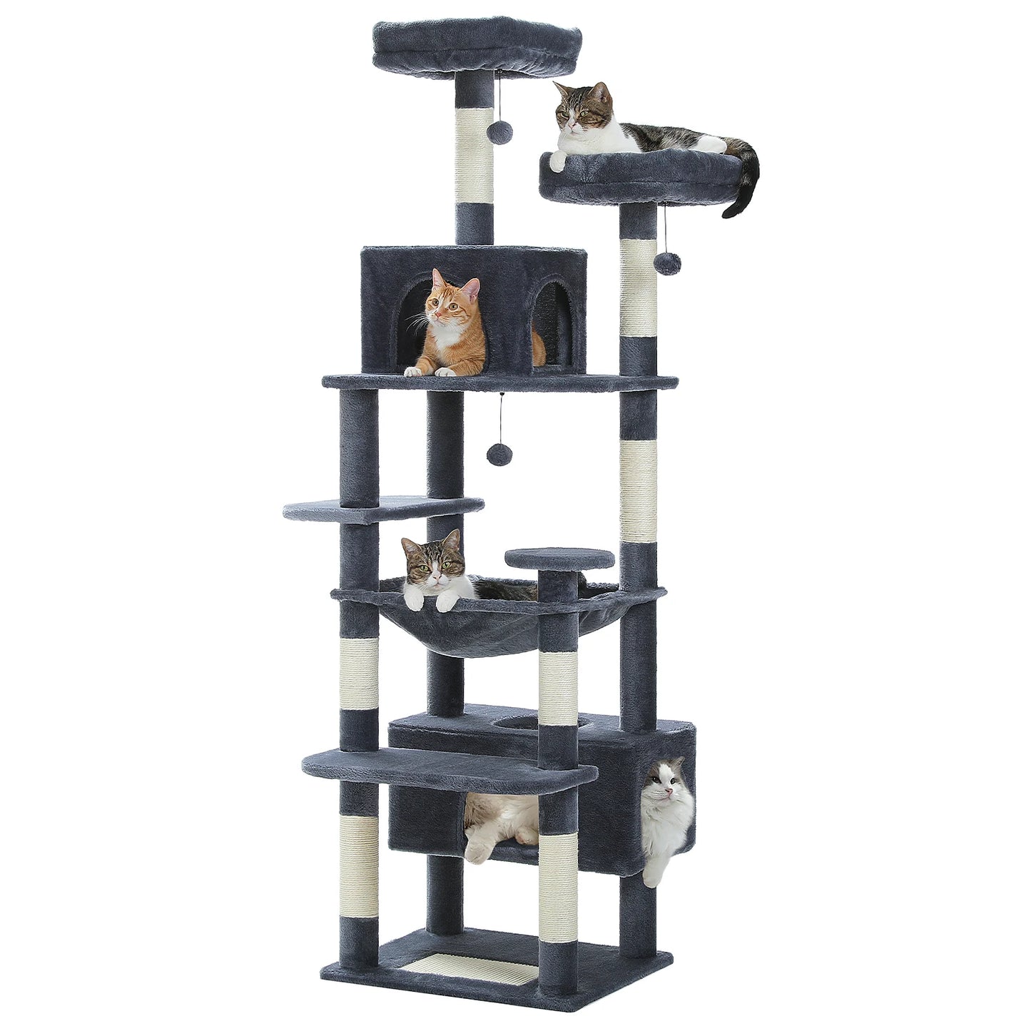 Large Cat Tower with Scratching Posts & Spacious Padded Perches