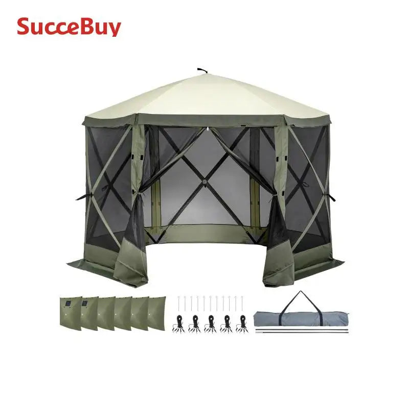 Pop Up Gazebo Tent, Removable Privacy Wind Cloths & Mesh Windows