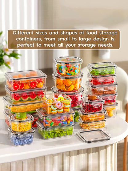 12pcs/Sealed food storage container with easy buckle lid, labels & pens