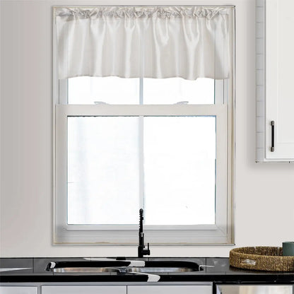 Faux Silk Sheer Curtains 2 Tiers 1 Valance