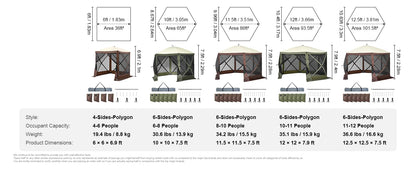 Pop Up Gazebo Tent, Removable Privacy Wind Cloths & Mesh Windows