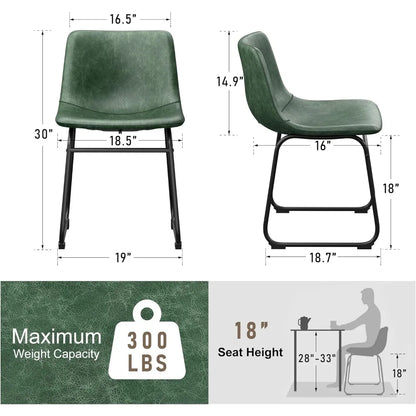 Set of 6 Leather Armless Chairs with Backrest,