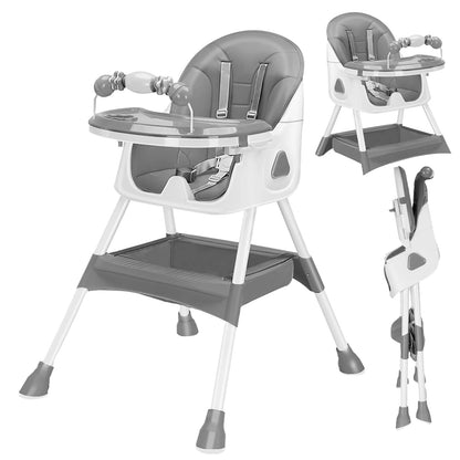 Foldable Baby Highchair, with Anti-slip Pad & Toy Rack