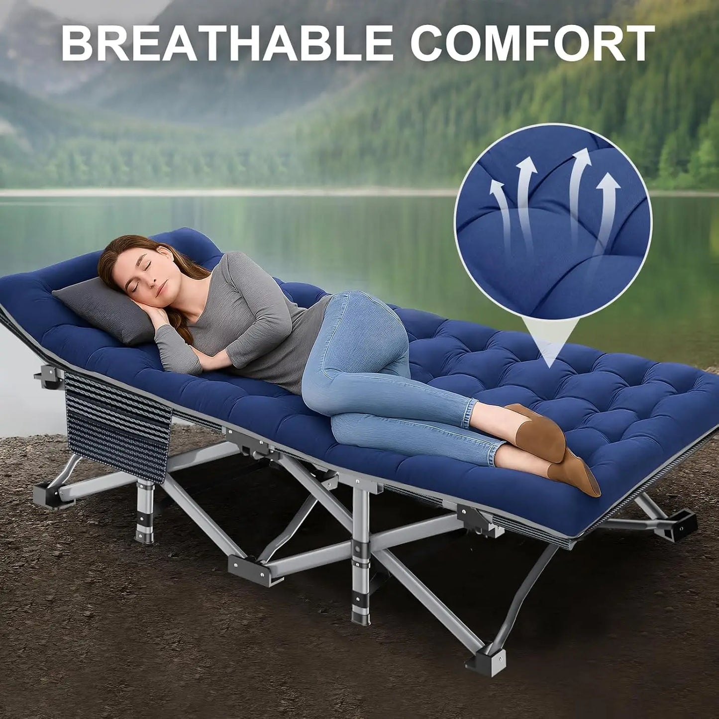 Folding Cot W/Mat Heavy Duty with Carry Bag