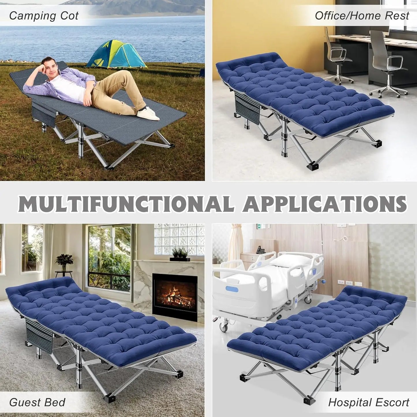 Folding Cot W/Mat Heavy Duty with Carry Bag
