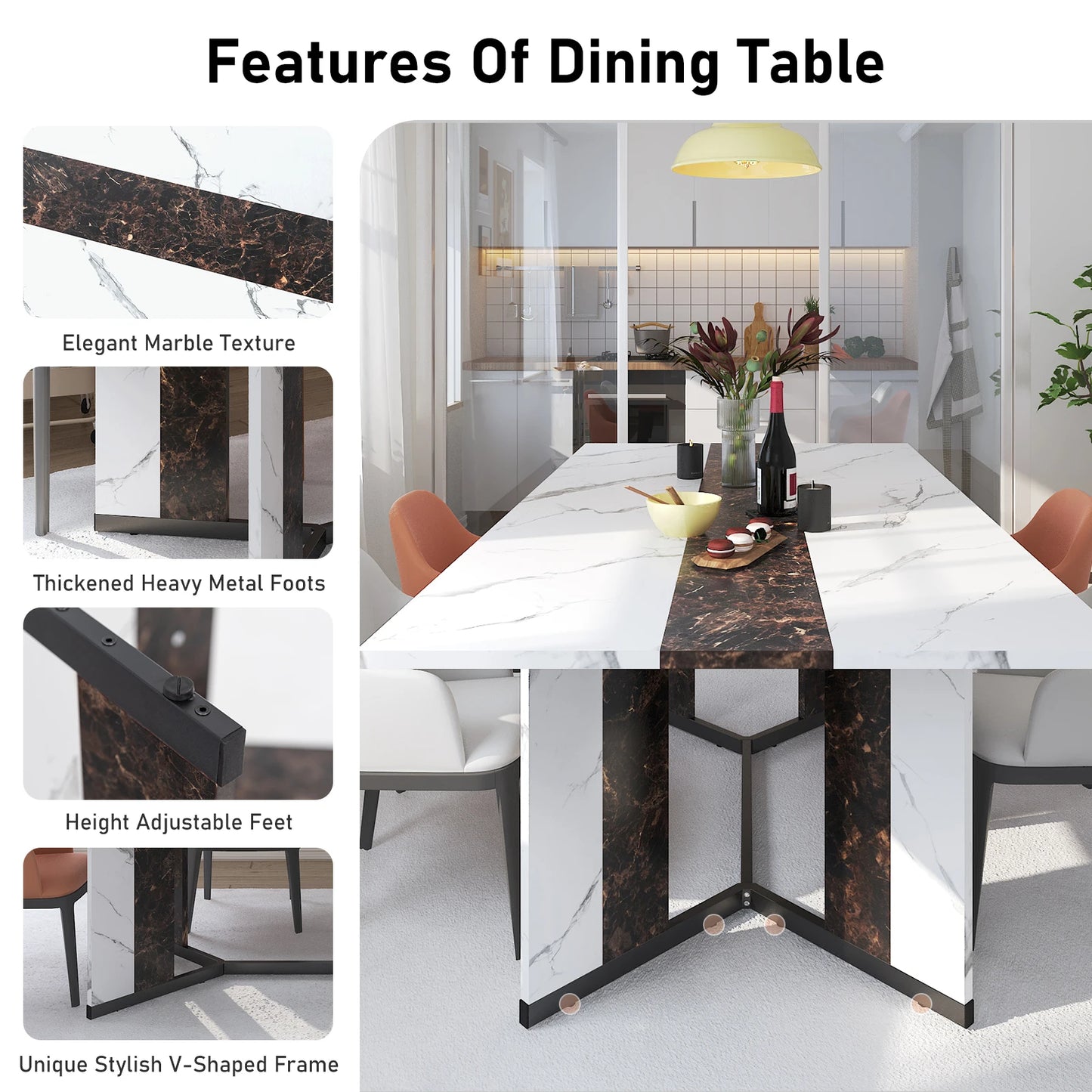 71" Large Rectangular Dining Table
