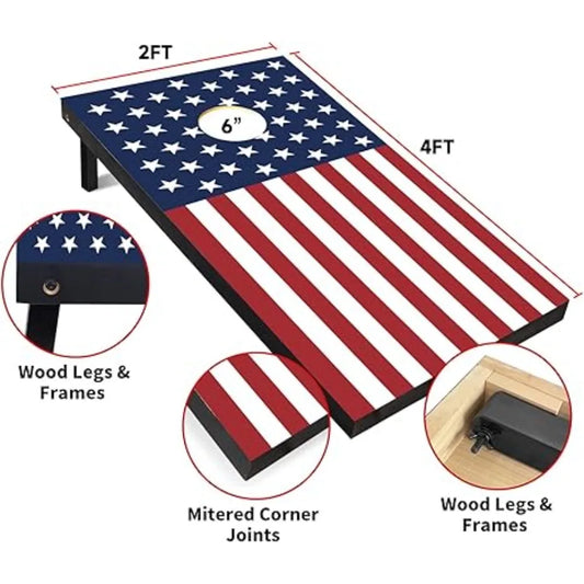 Wood Cornhole Boards Set with Carry Case & 8 Bags