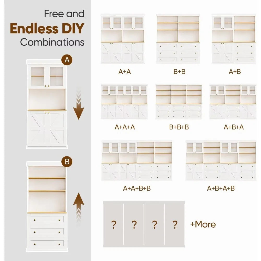 71" Tall Farmhouse Freestanding Storage Cabinet with Glass Doors