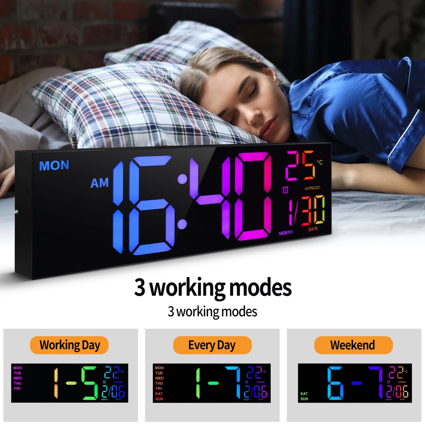 16" Digital Wall Clock