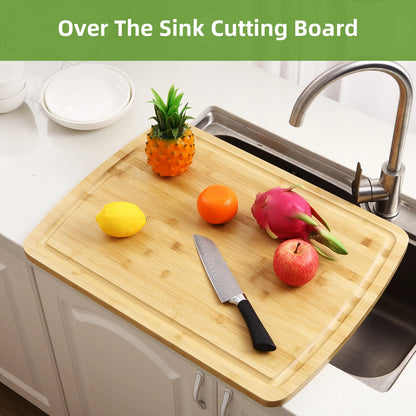 Bamboo Cutting Board 24" x 18" Serving Tray With Juices Groove