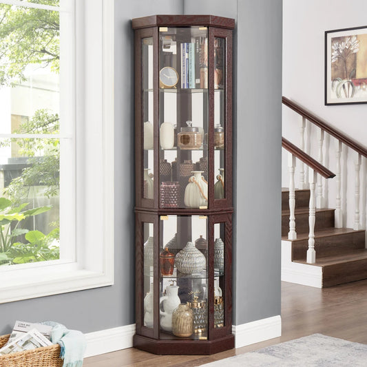 Lighted Corner Curio Cabinet & Display Case