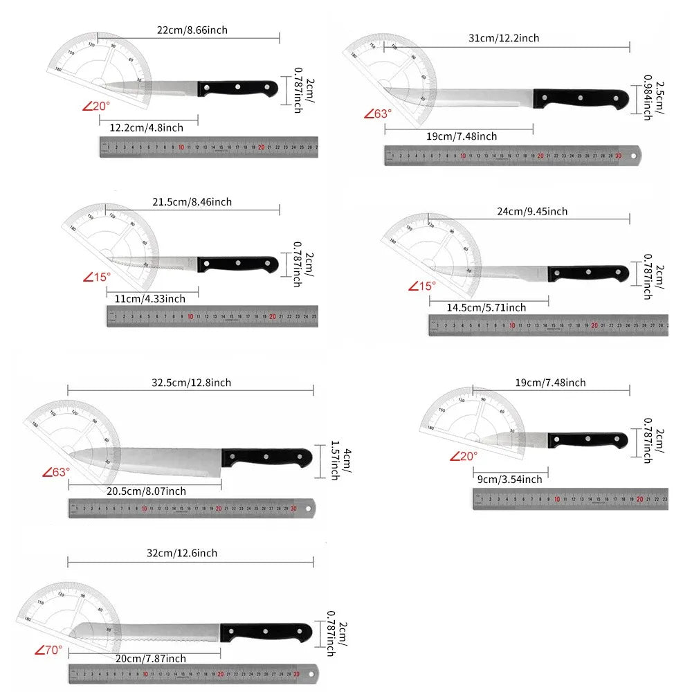 15pcs Chef Knife Set with Scissors & Sharpening Rod