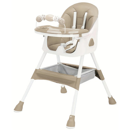 Foldable Baby Highchair, with Anti-slip Pad & Toy Rack
