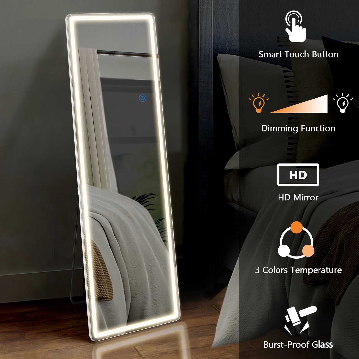 Led 64"x21" Full Length Mirror