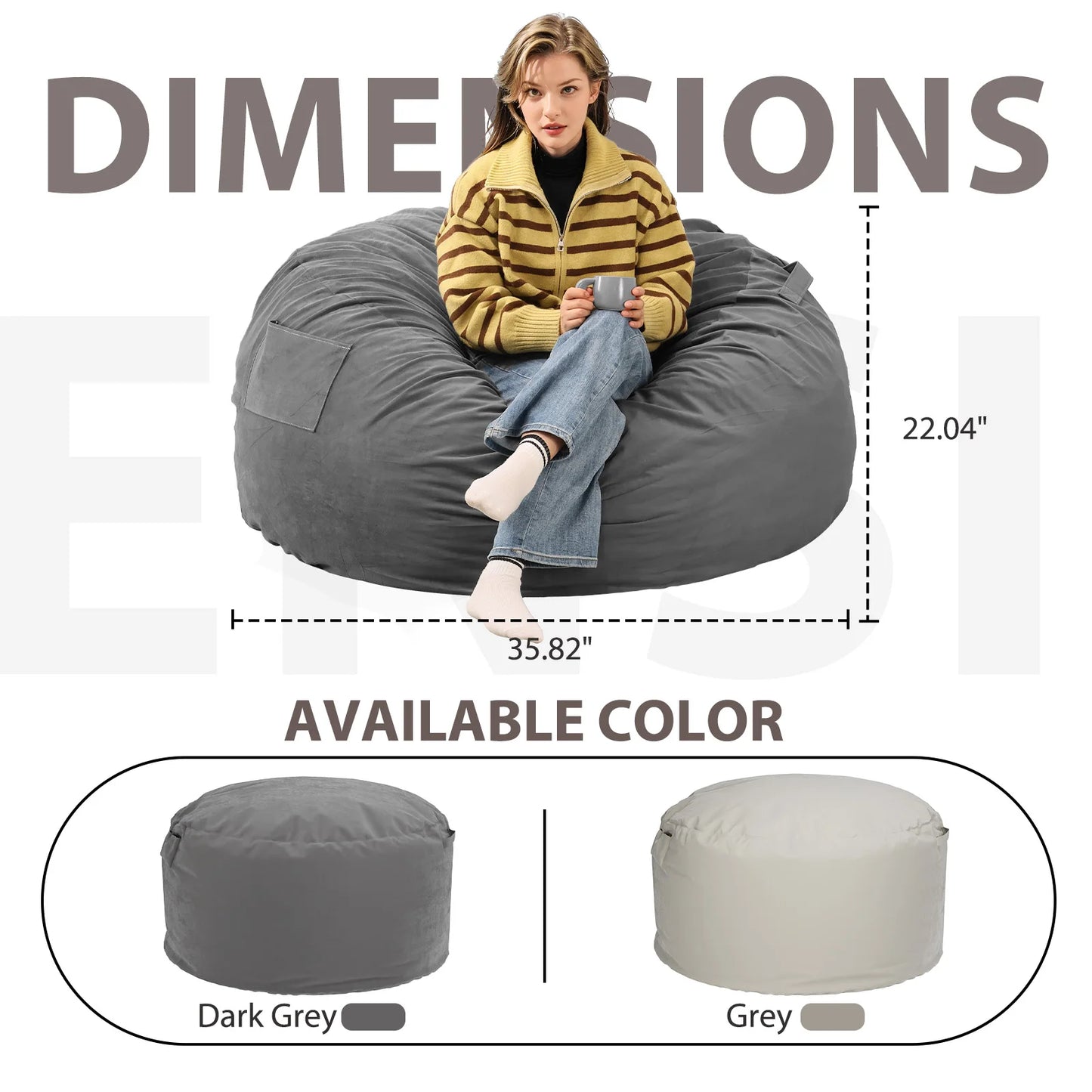 Oversized 3/4FT Bean Bag Chair