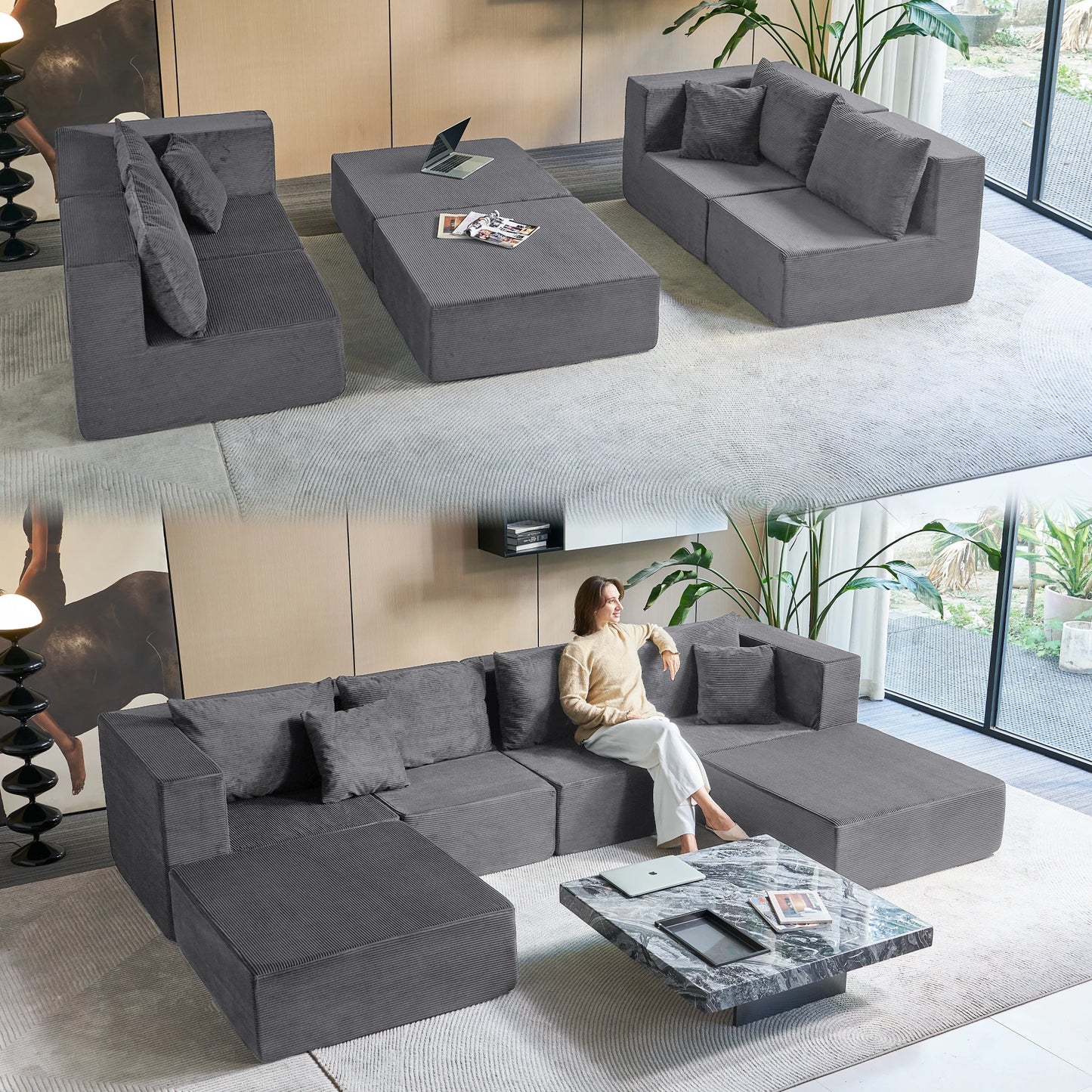 140" Modular Sectional Sofa
