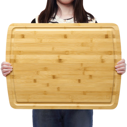 Bamboo Cutting Board 24" x 18" Serving Tray With Juices Groove
