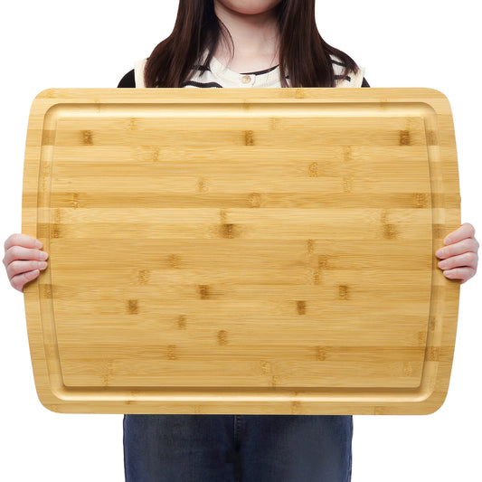 Bamboo Cutting Board 24" x 18" Serving Tray With Juices Groove